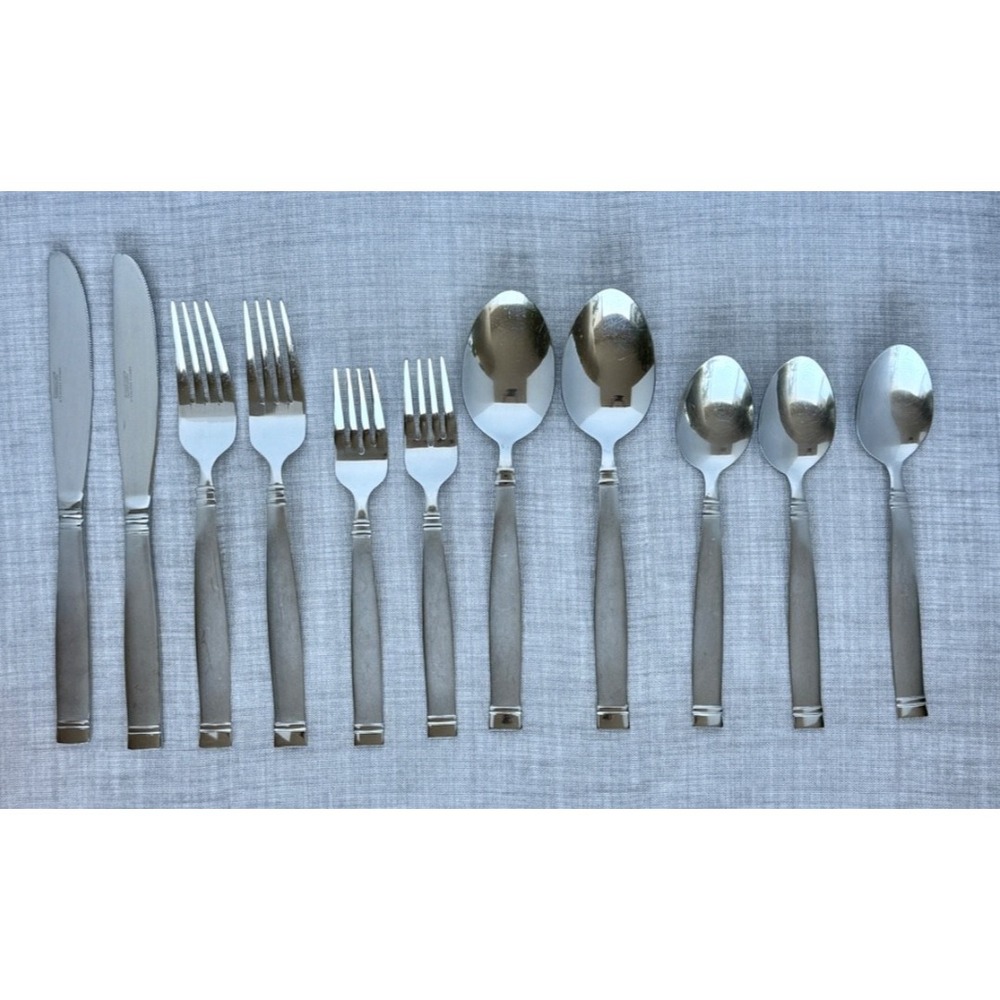 Cambridge MYSTIC MIRROR Flatware 11pc Stainless 2 Place Settings +Extra Teaspoon